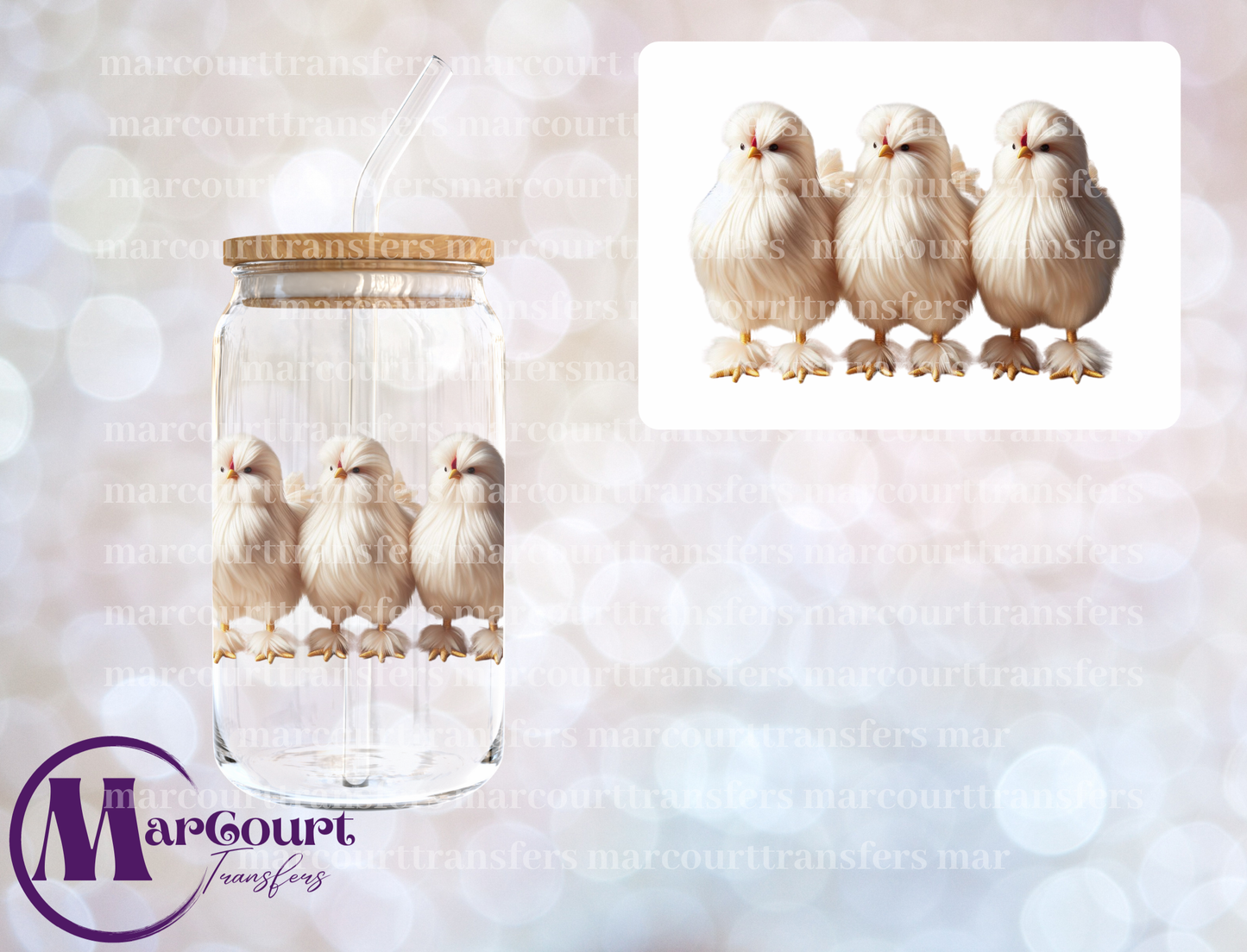 CHICKENS 3-DECAL-UV DTF CUP WRAP