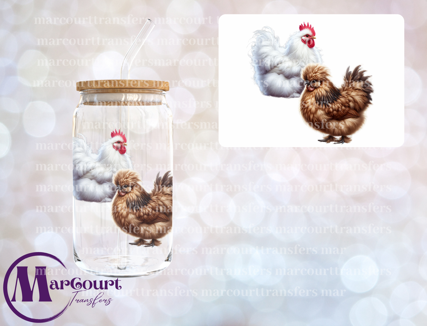 CHICKENS 4-DECAL-UV DTF CUP WRAP