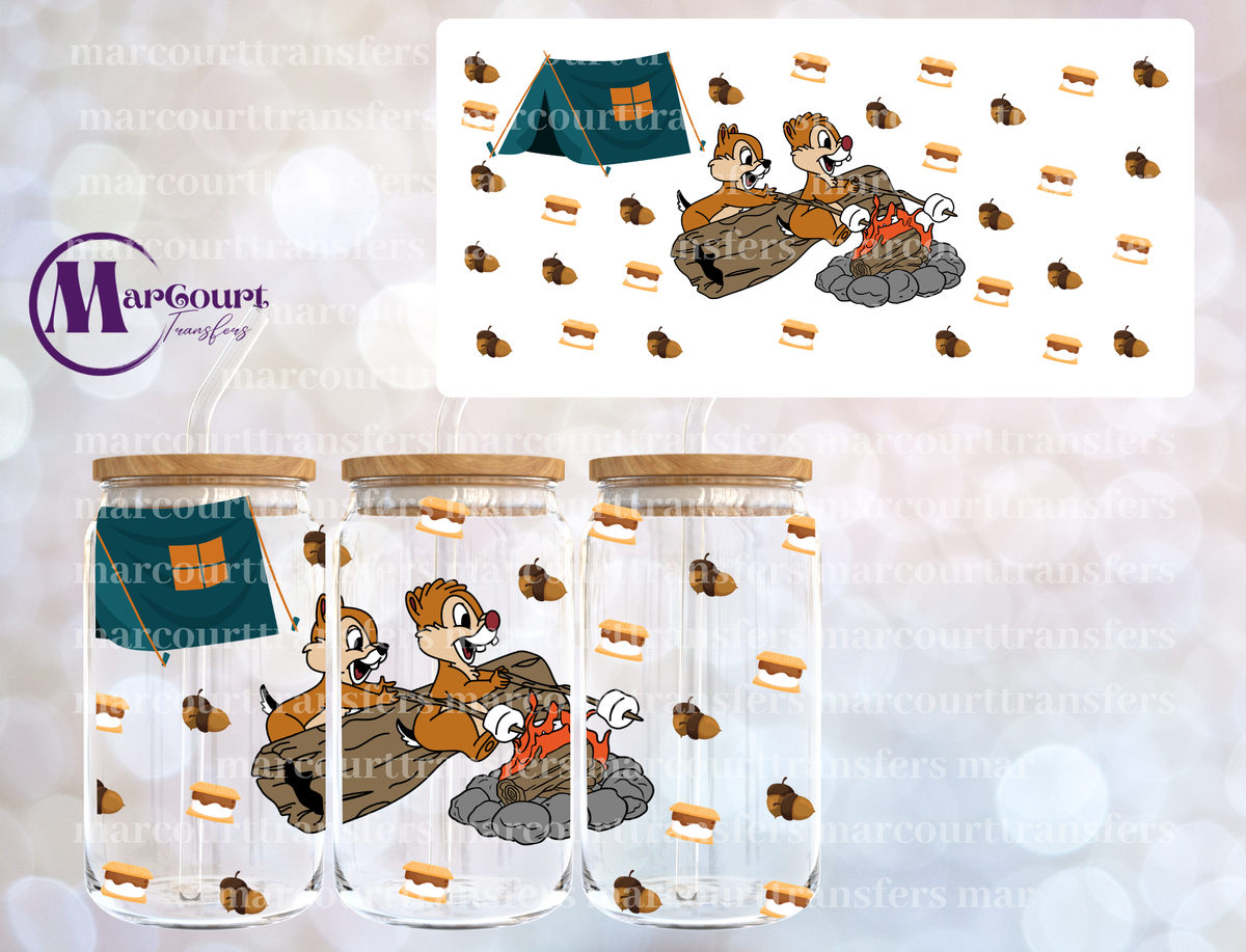 CHIP AND DALE CAMP FUN-16 0Z-UV DTF CUP WRAP