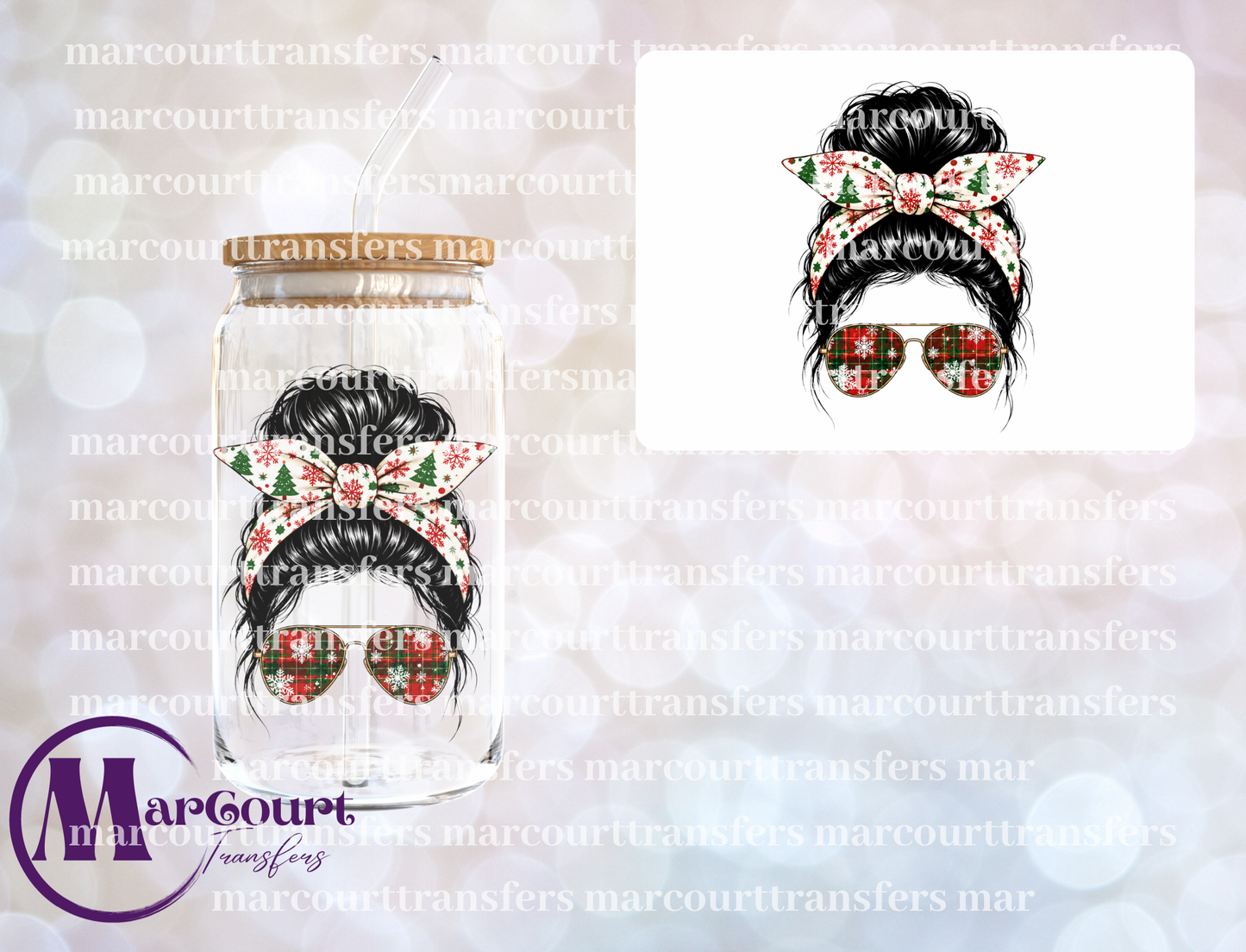 CHRISTMAS BANDANA GIRL-UV DTF CUP WRAP