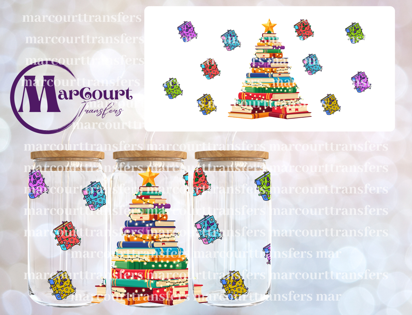 CHRISTMAS BOOKS-16 0Z-UV DTF CUP WRAP