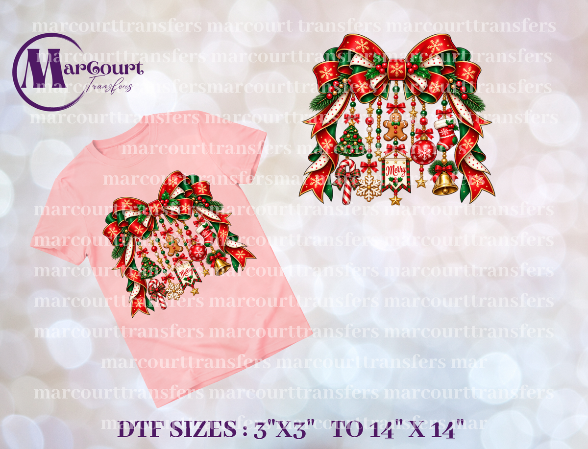 DTF-CHRISTMAS BOW ORNAMENT
