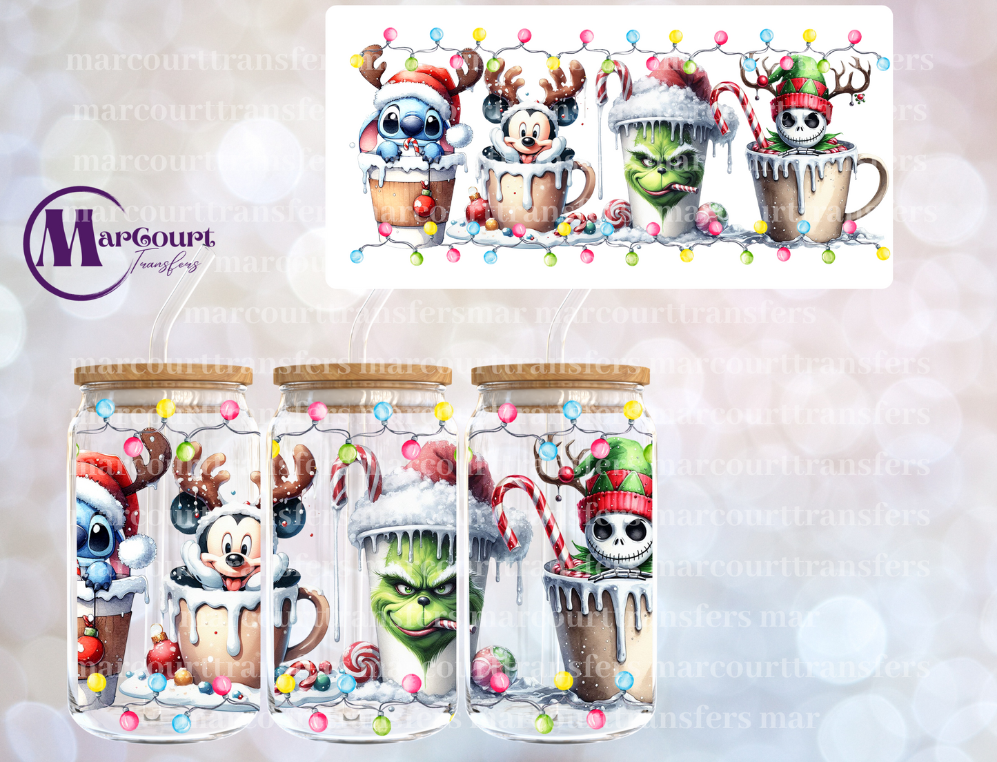 CHRISTMAS CHARACTER DRINKS 2-16 0Z-UV DTF CUP WRAP