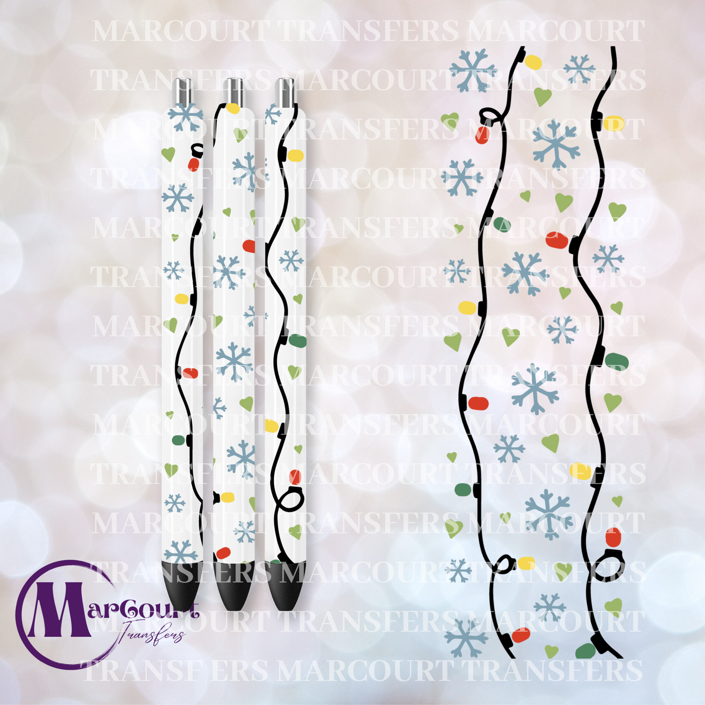 CHRISTMAS LIGHTS AND SNOWFLAKES-UV PEN WRAP