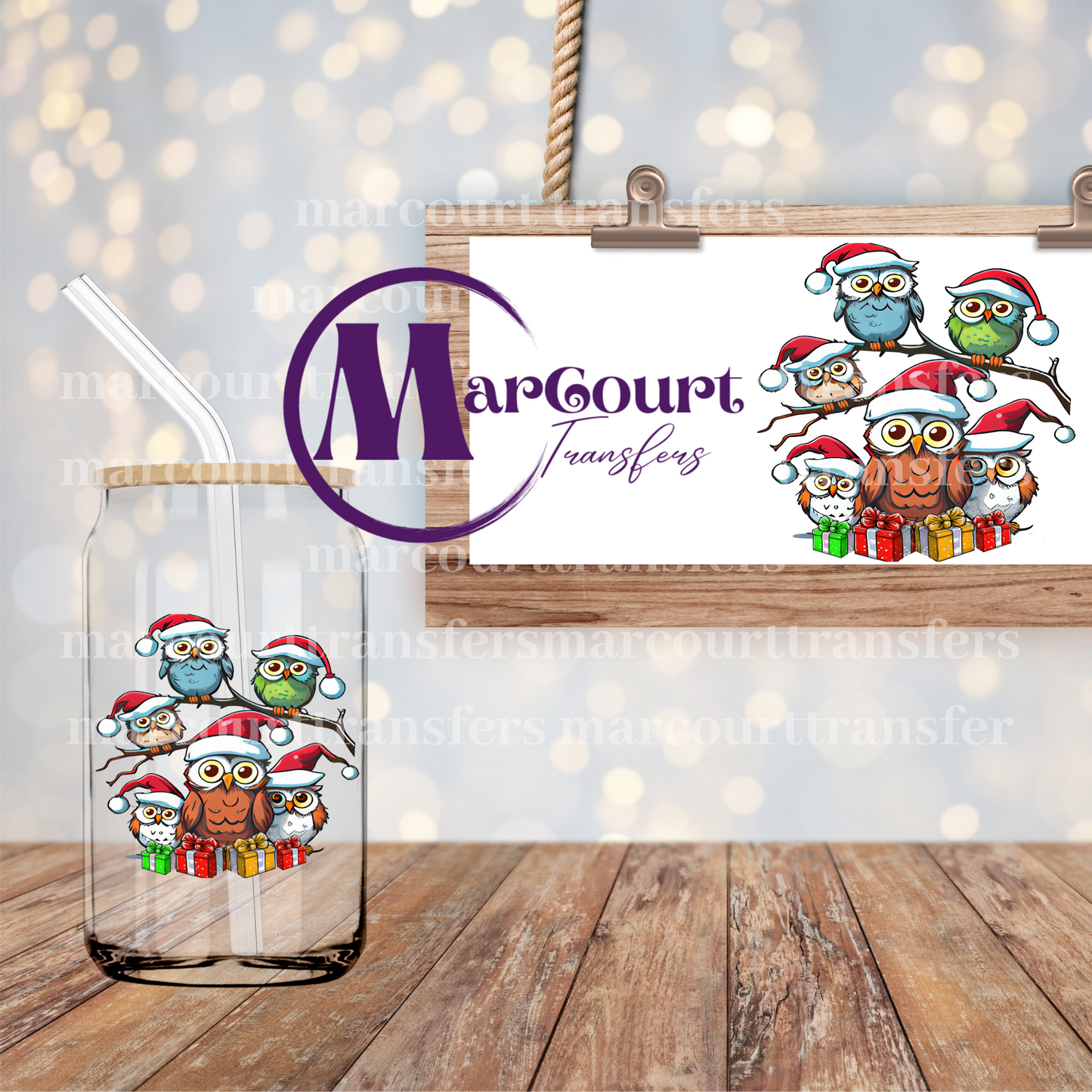 CHRISTMAS OWLS-DECAL-UV DTF CUP WRAP