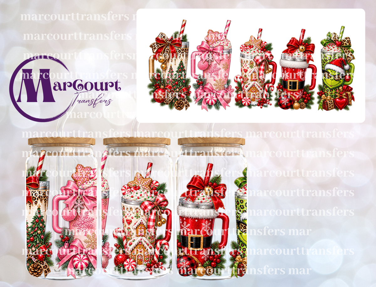 CHRISTMAS TUMBLERS GRINCHY-16 0Z-UV DTF CUP WRAP