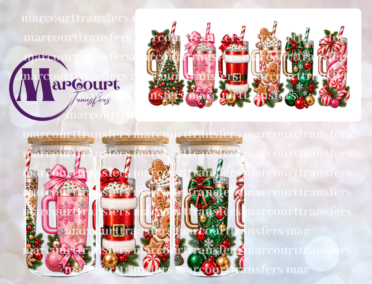 CHRISTMAS TUMBLERS SANTA SUIT-16 0Z-UV DTF CUP WRAP
