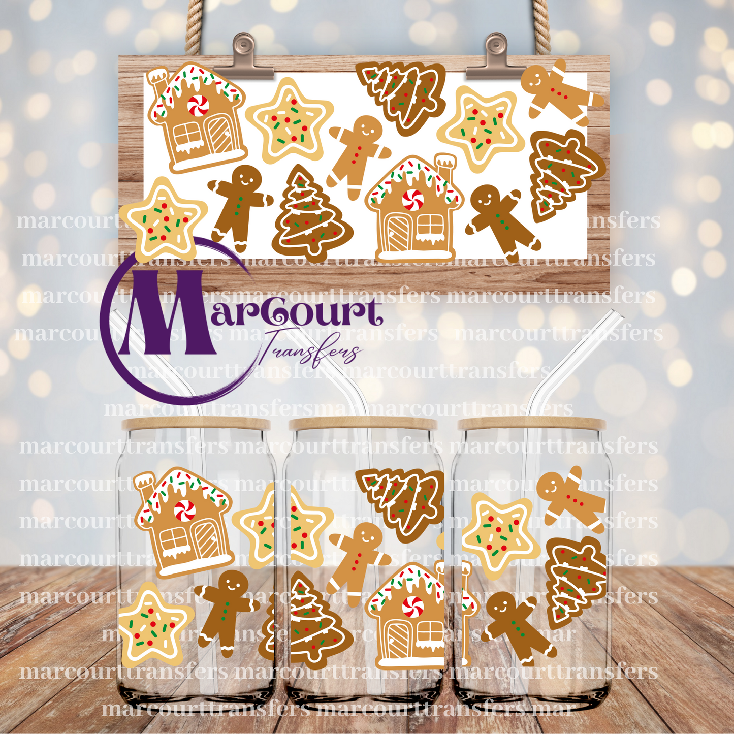 CHRISTMAS COOKIES-16 0Z-UV DTF CUP WRAP