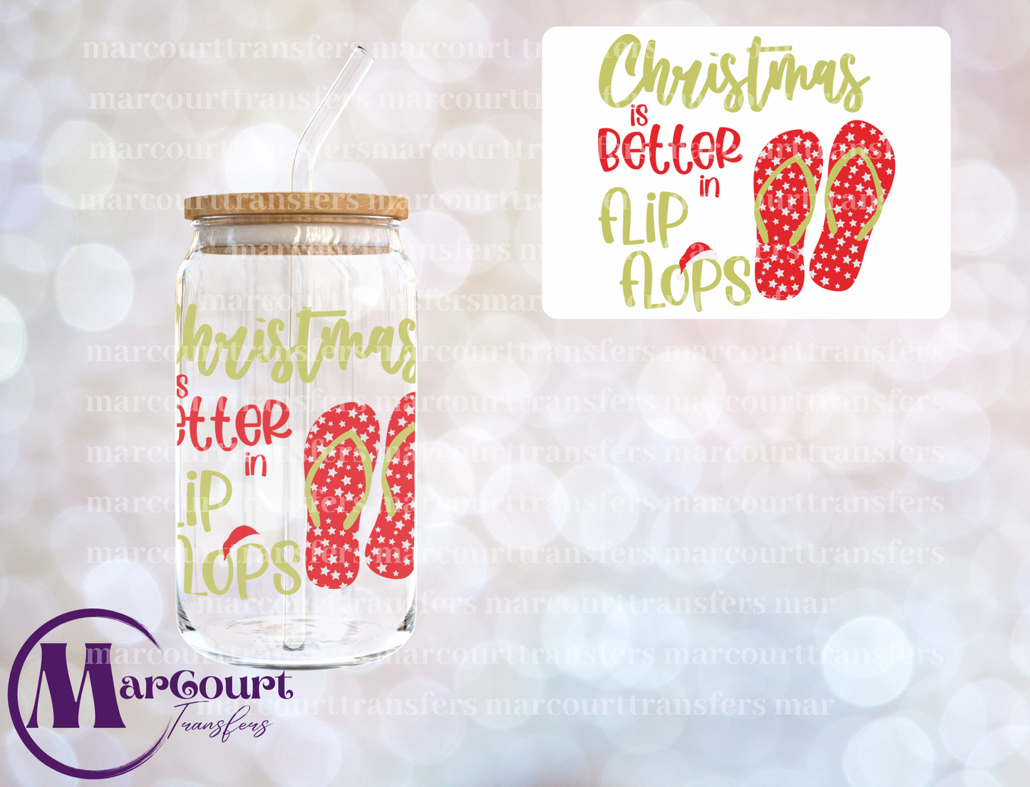 CHRISTMAS IS BETTER IN FLIP FLOPS-DECAL-UV DTF CUP WRAP