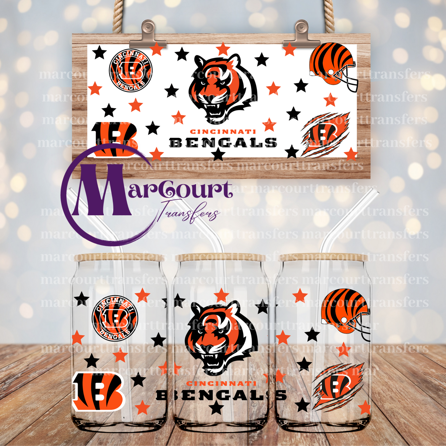 CINCINNATI BENGALS-16 OZ- UV DTF CUP WRAP