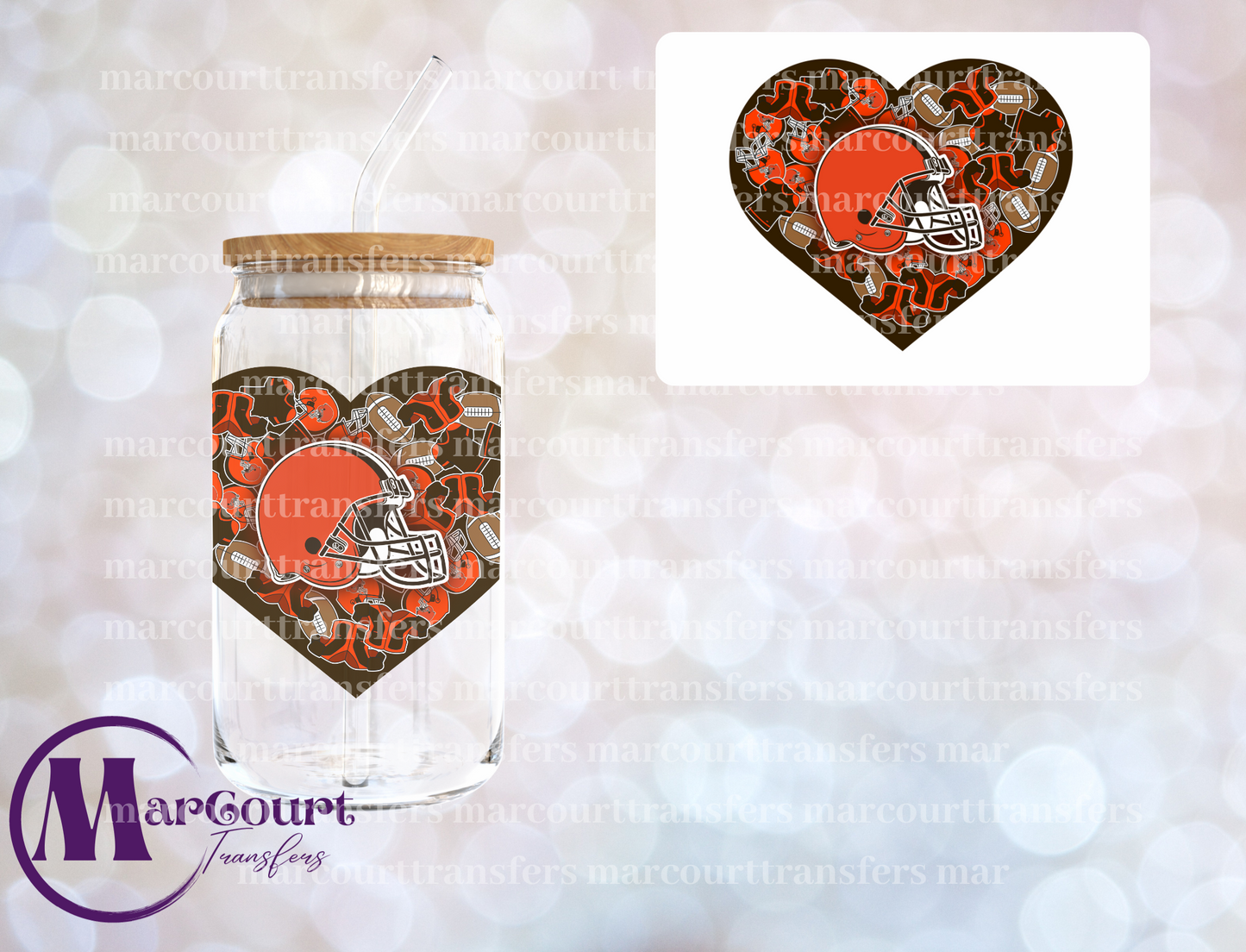 CLEVELAND BROWNS HEART DECAL- UV DTF CUP WRAP