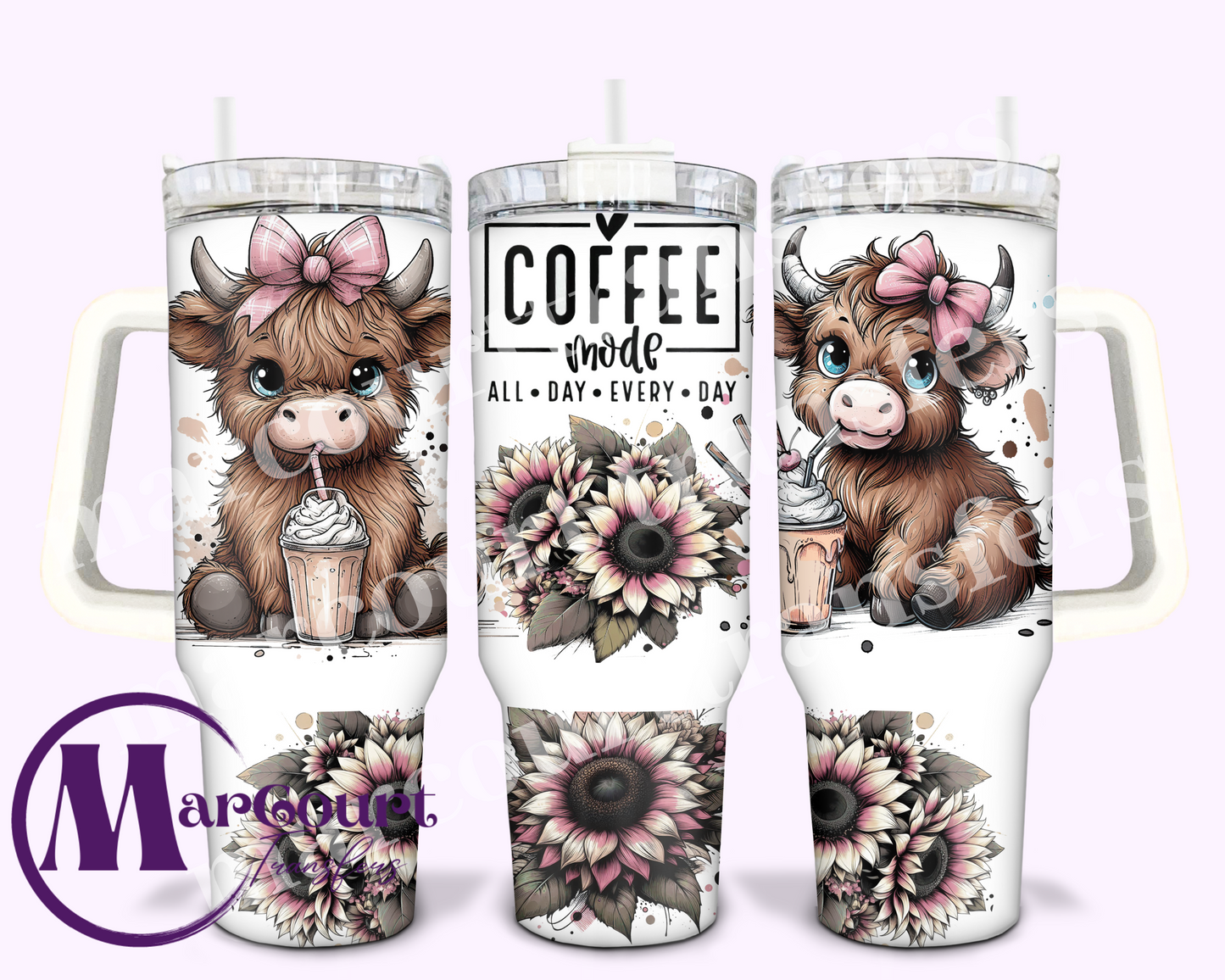 COFFEE MODE CUTE HIGHLAND-40 0Z-UV DTF CUP WRAP