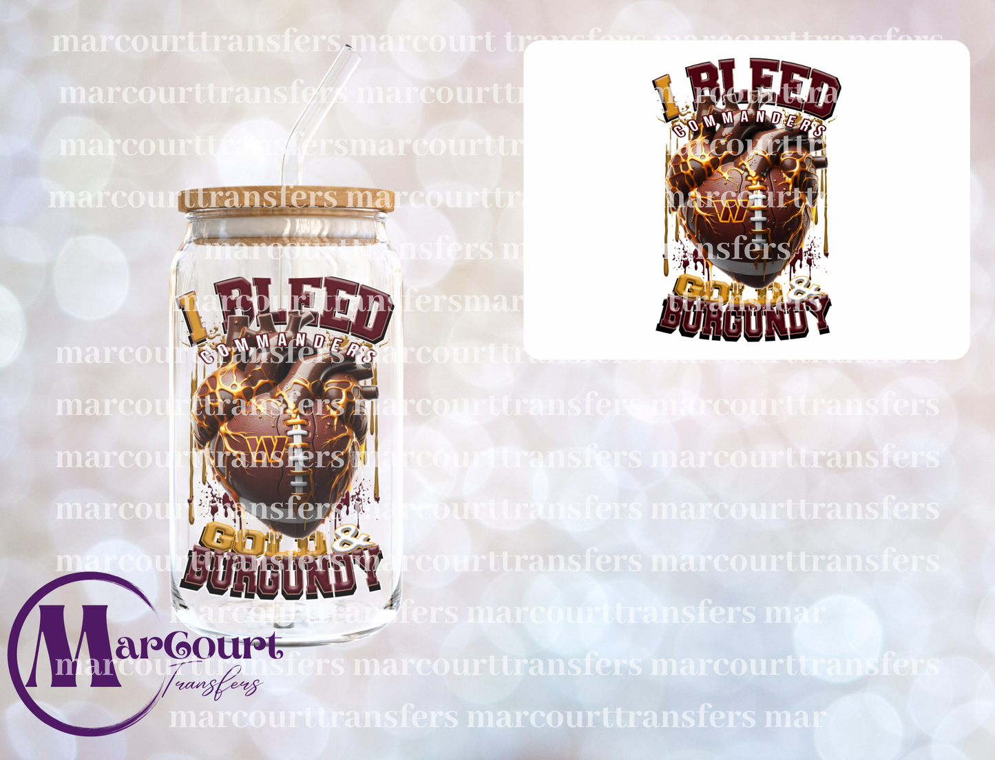 COMMANDERS I BLEED GOLD AND BURGUNDY-DECAL-UV DTF CUP WRAP