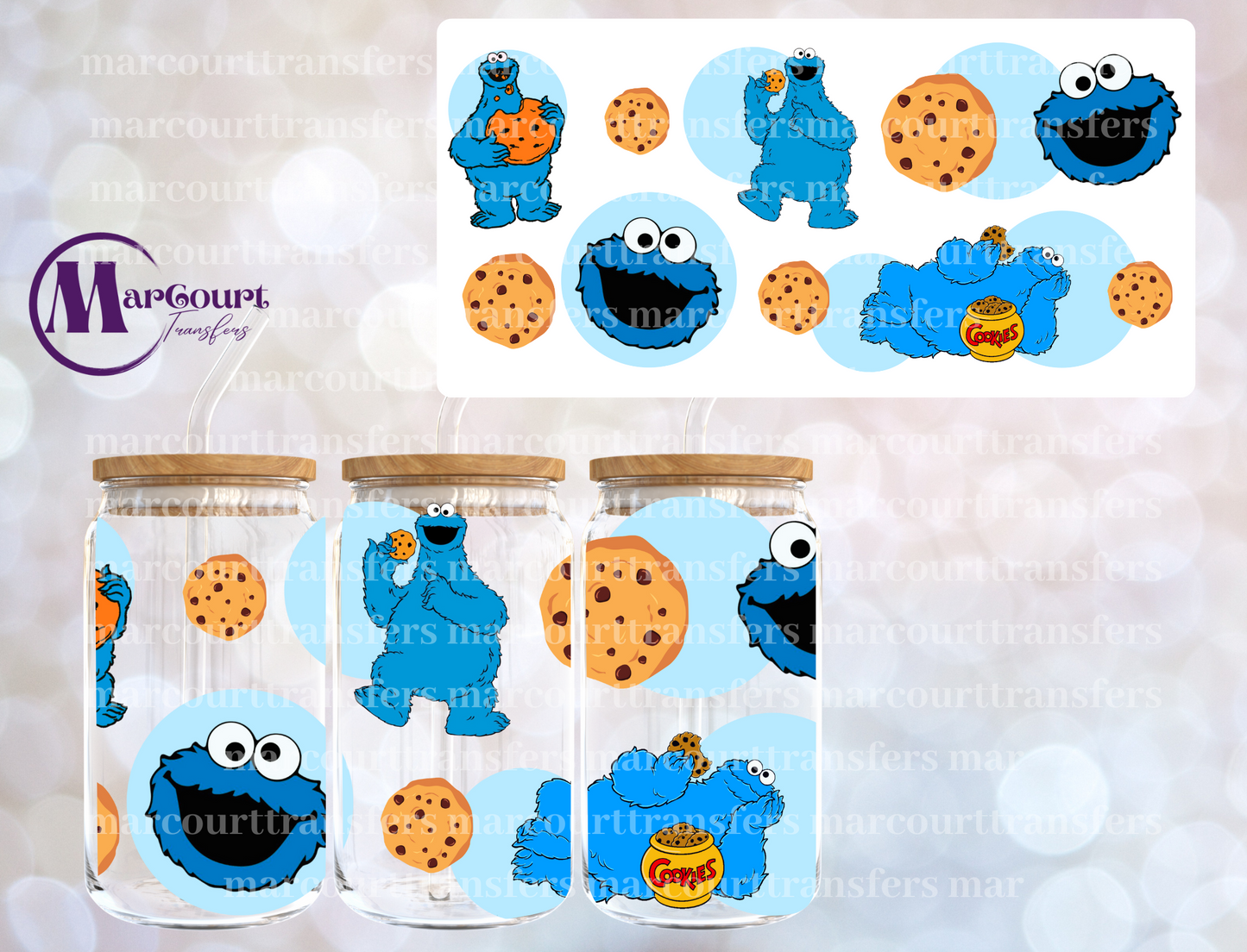 COOKIE MONSTER-16 0Z-UV DTF CUP WRAP
