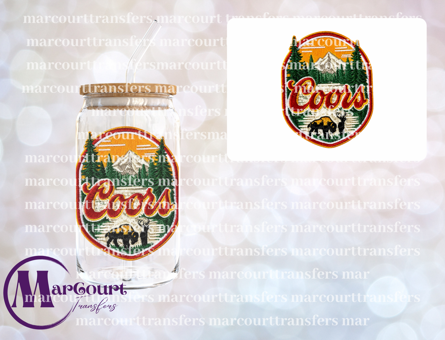 COORS FAUX PATCH BUFFALO AND DEER PATCH-UV DTF CUP WRAP