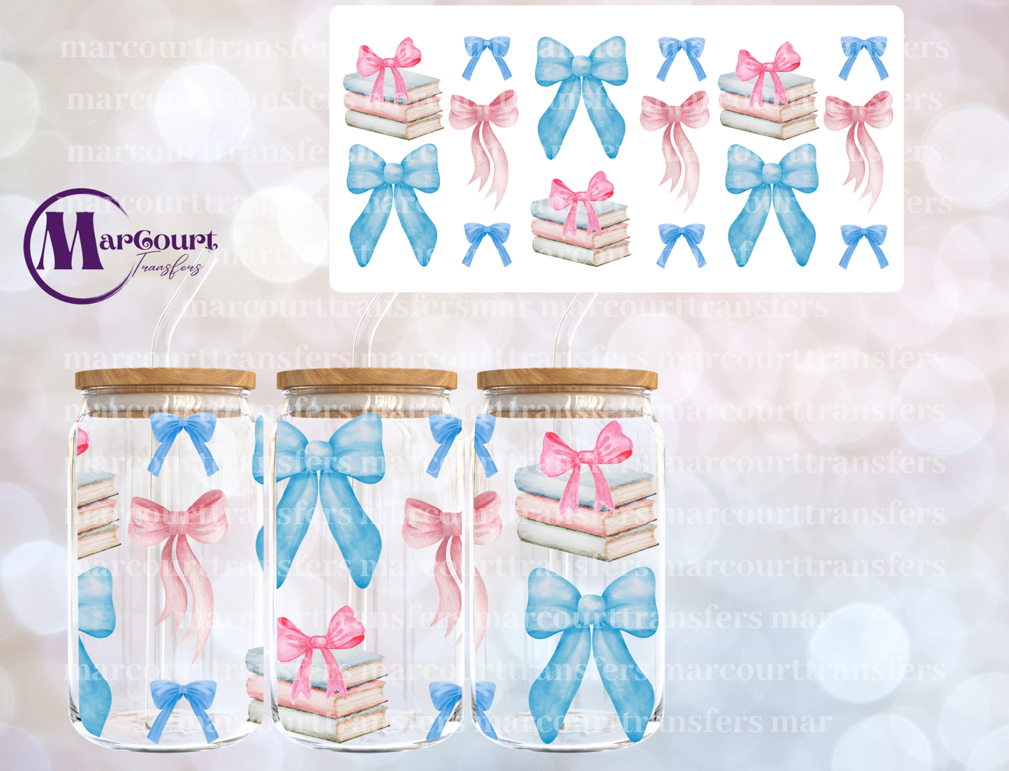 COQUETTE BOOKS AND BOWS-16 0Z-UV DTF CUP WRAP