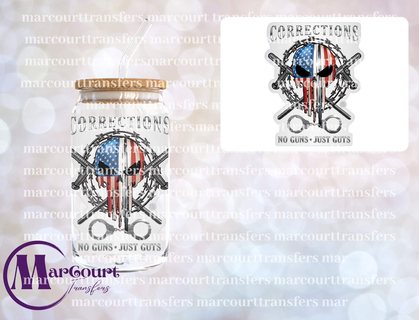 CORRECTIONS NO GUNS JUST GUTS-DECAL-UV DTF CUP WRAP