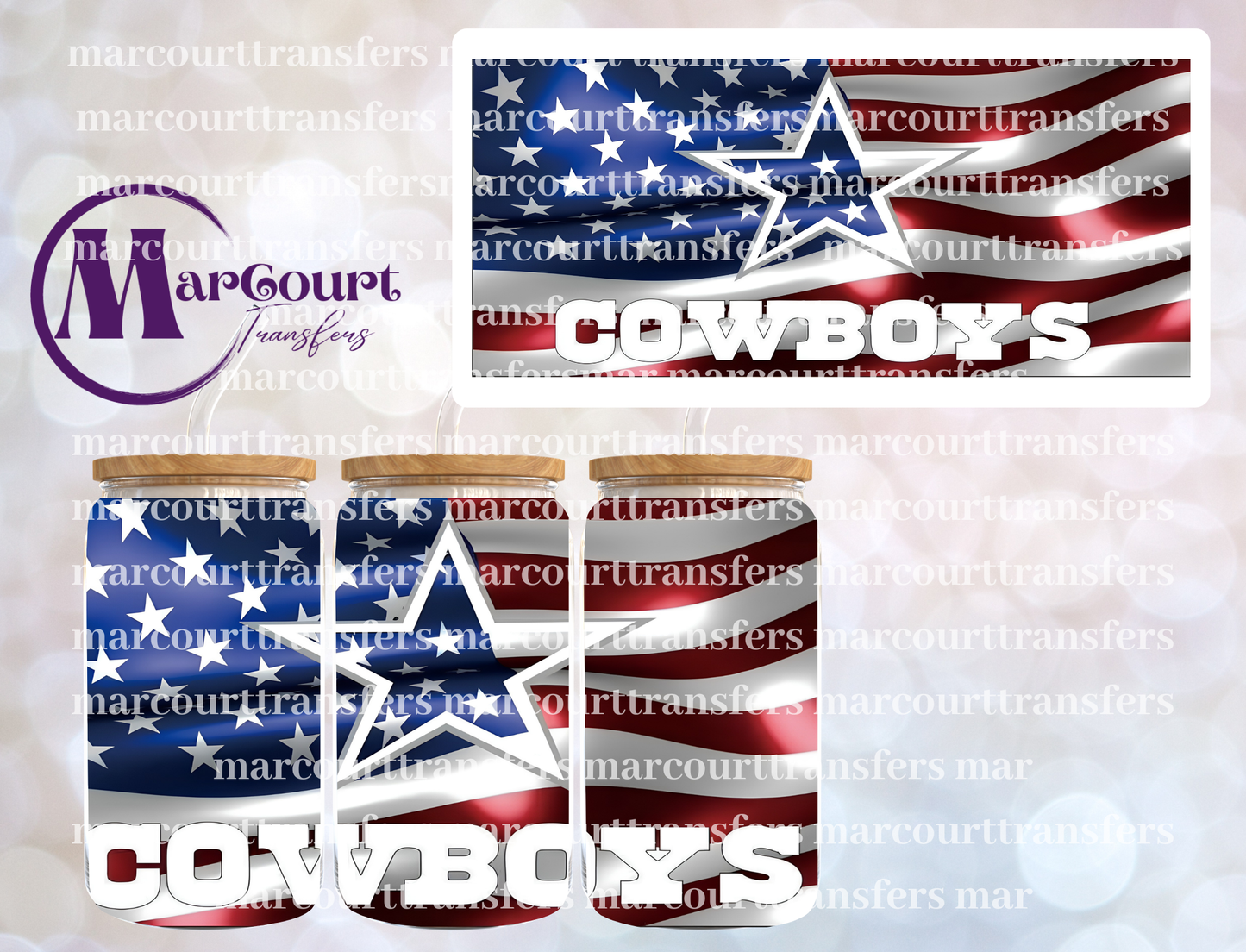 COWBOYS AMERICAN FLAG-16 0Z-UV DTF CUP WRAP