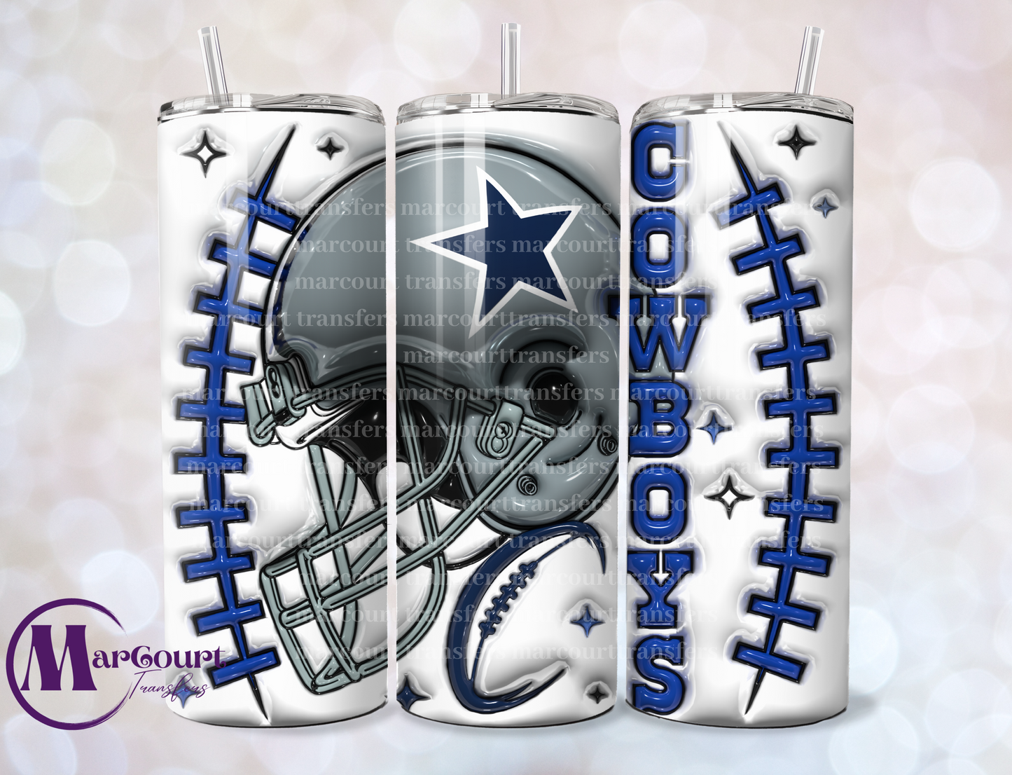 DALLAS COWBOYS INFLATED-20-SKINNY SUBLIMATION TUMBLER TRANSFER