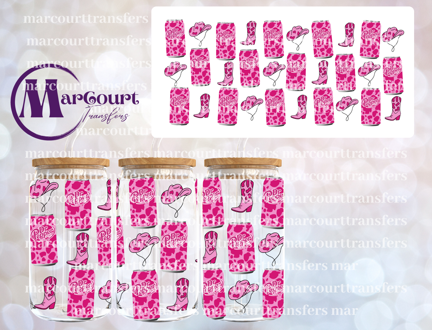 COWGIRLS SODA-16 0Z-UV DTF CUP WRAP