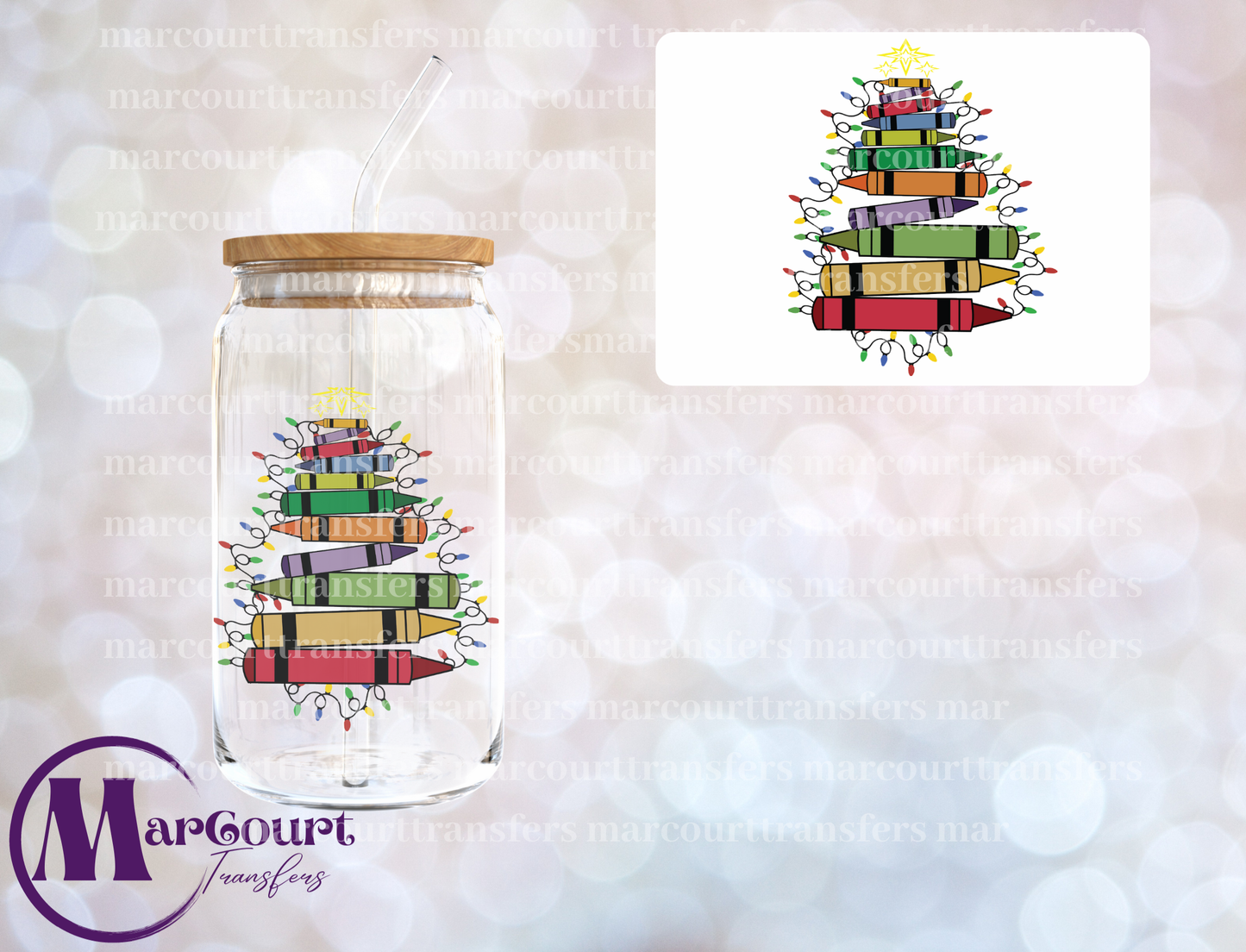 CRAYOLA CHRISTMAS TREE-DECAL-UV DTF CUP WRAP