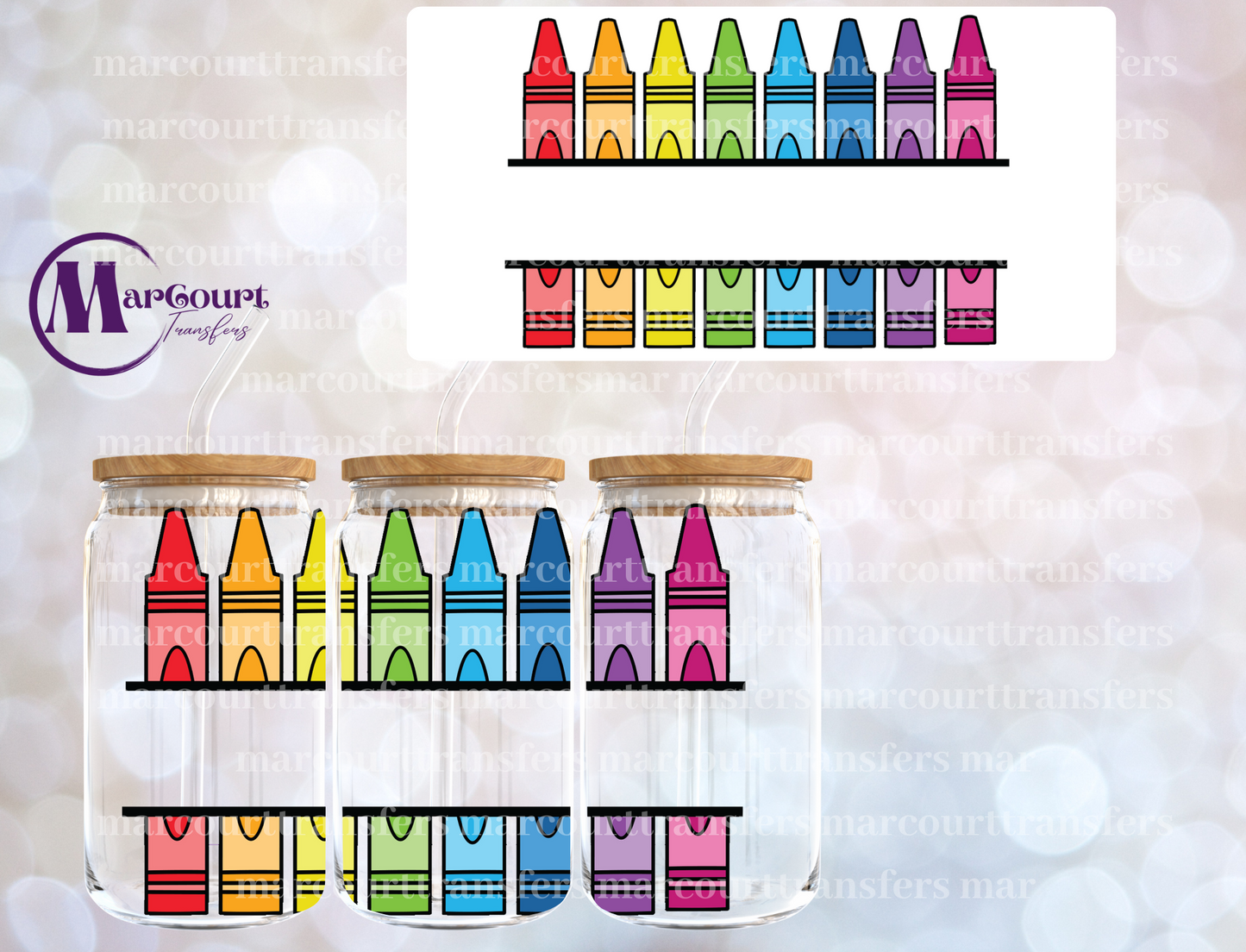 CRAYONS WITH LARGE GAP FOR NAME-16 0Z-UV DTF CUP WRAP
