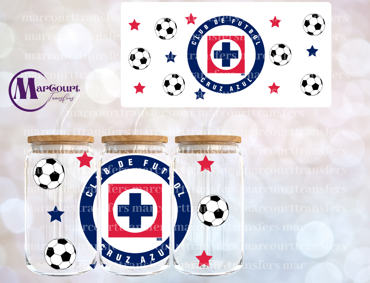 CRUZ AZUL (SOCCER)-16 0Z-UV DTF CUP WRAP
