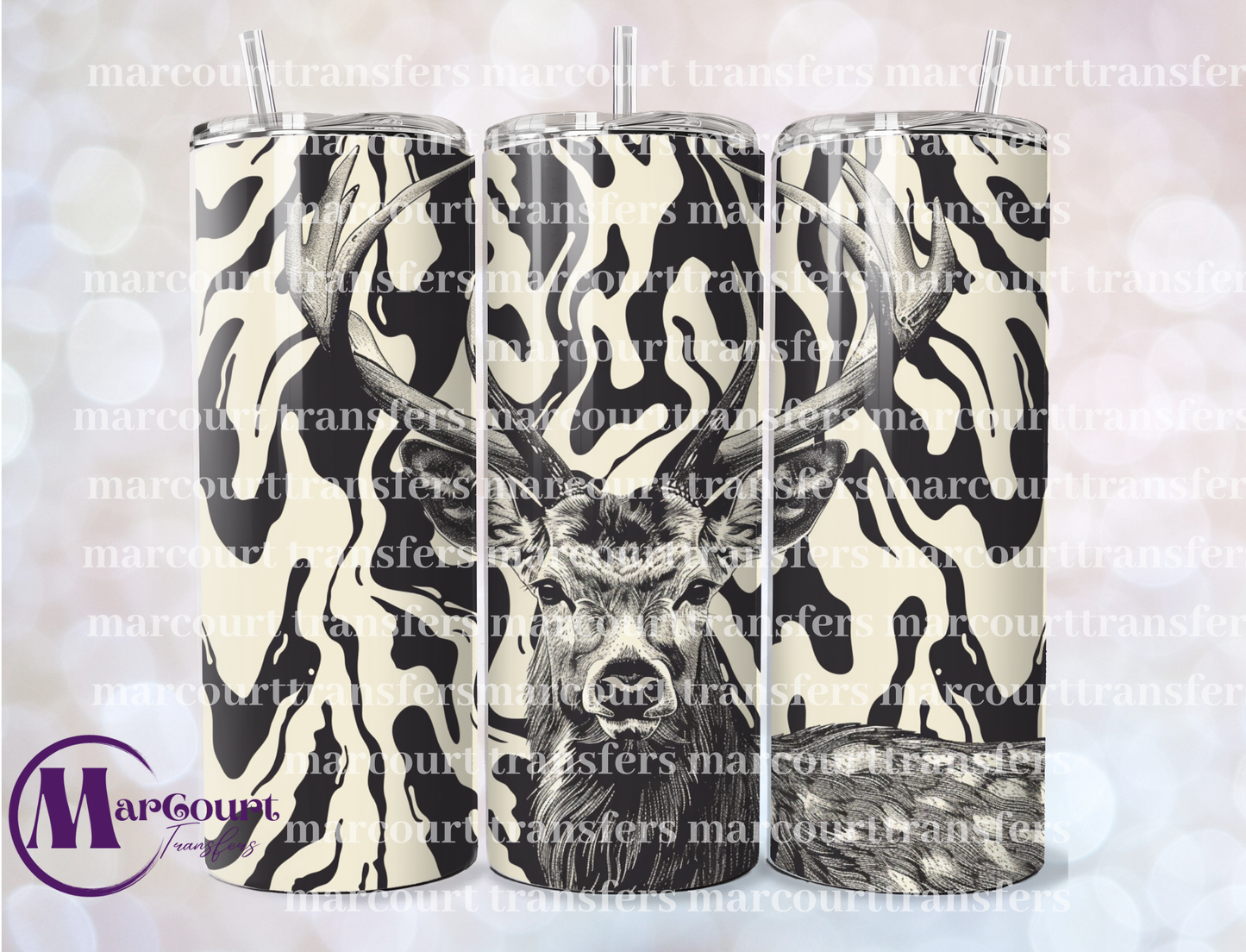 DEER BLACK CAMO SWIRL-SKINNY TUMBLER TRANSFER