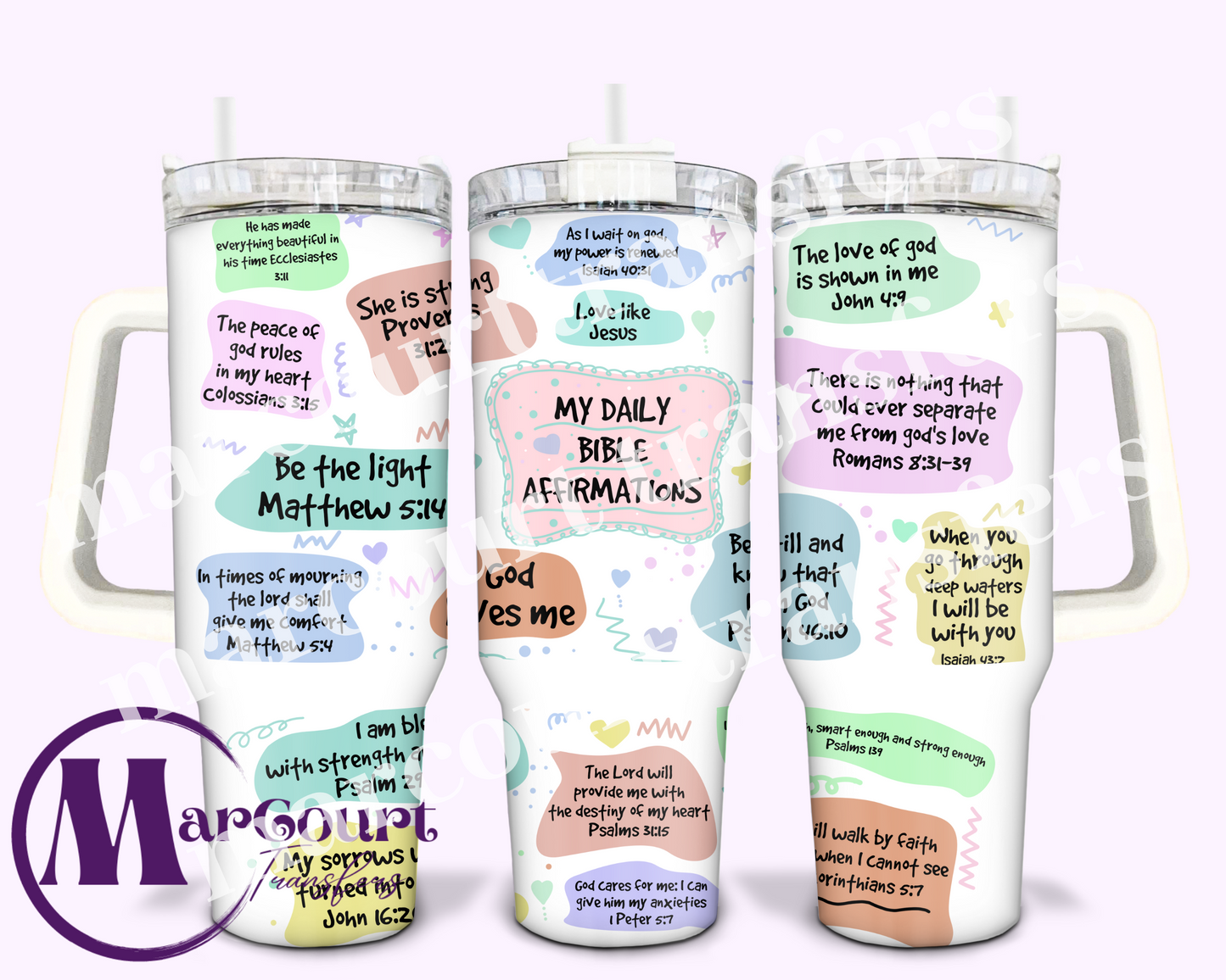 DAILY BIBLE AFFIRMATIONS-40 0Z-SUBLIMATION TUMBLER TRANSFER