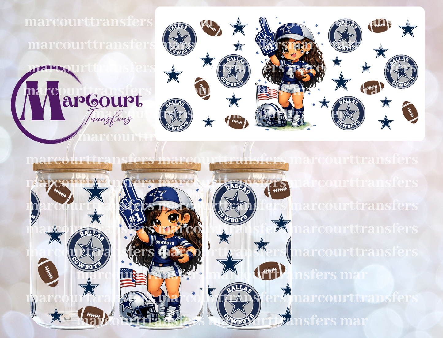 DALLAS COWBOYS GIRL-16 0Z-UV DTF CUP WRAP
