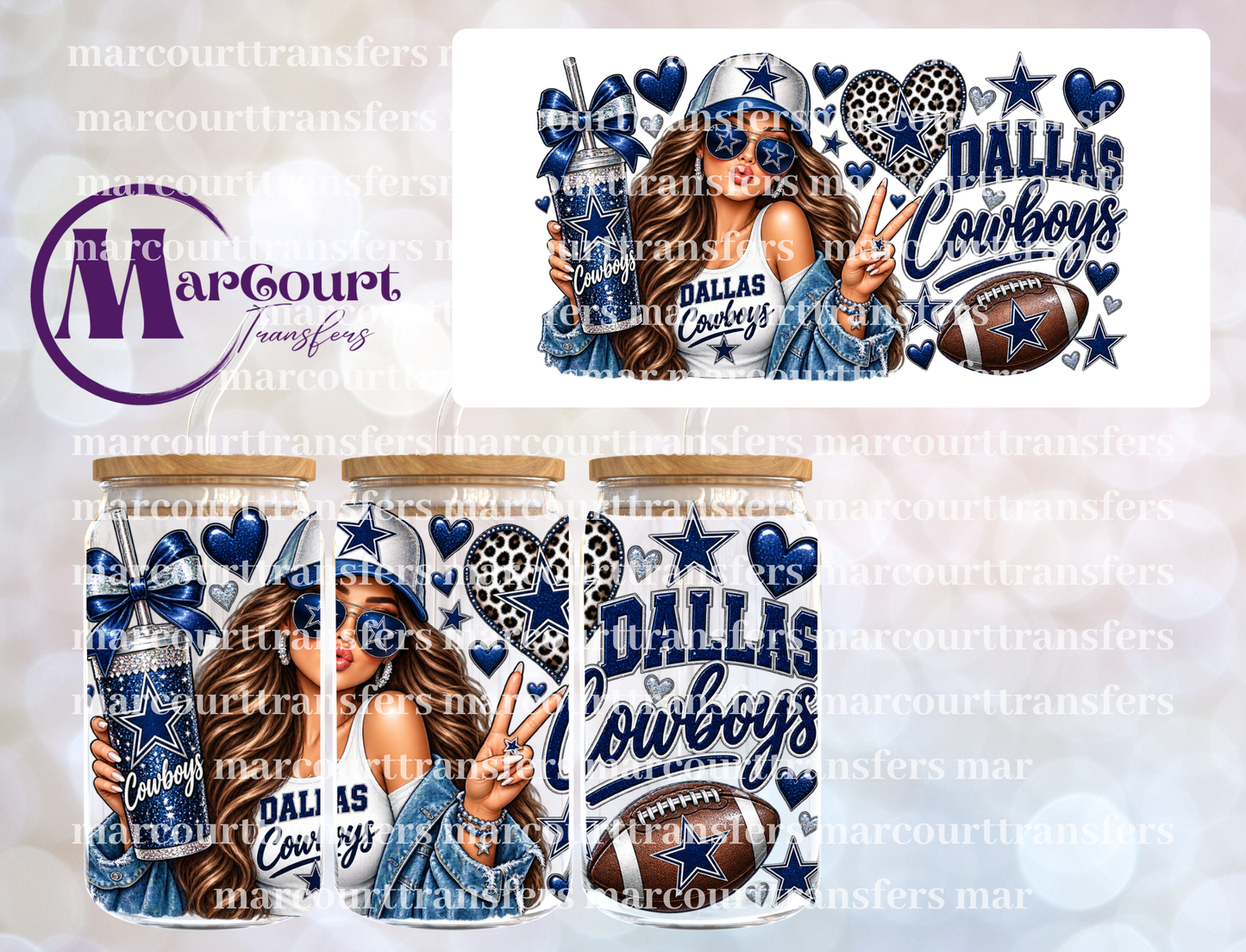 DALLAS COWBOYS GIRL-16 0Z-UV DTF CUP WRAP