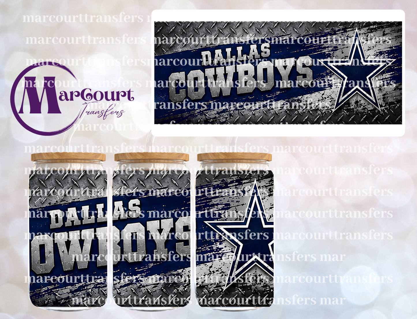 DALLAS COWBOYS STEEL-16 0Z-UV DTF CUP WRAP