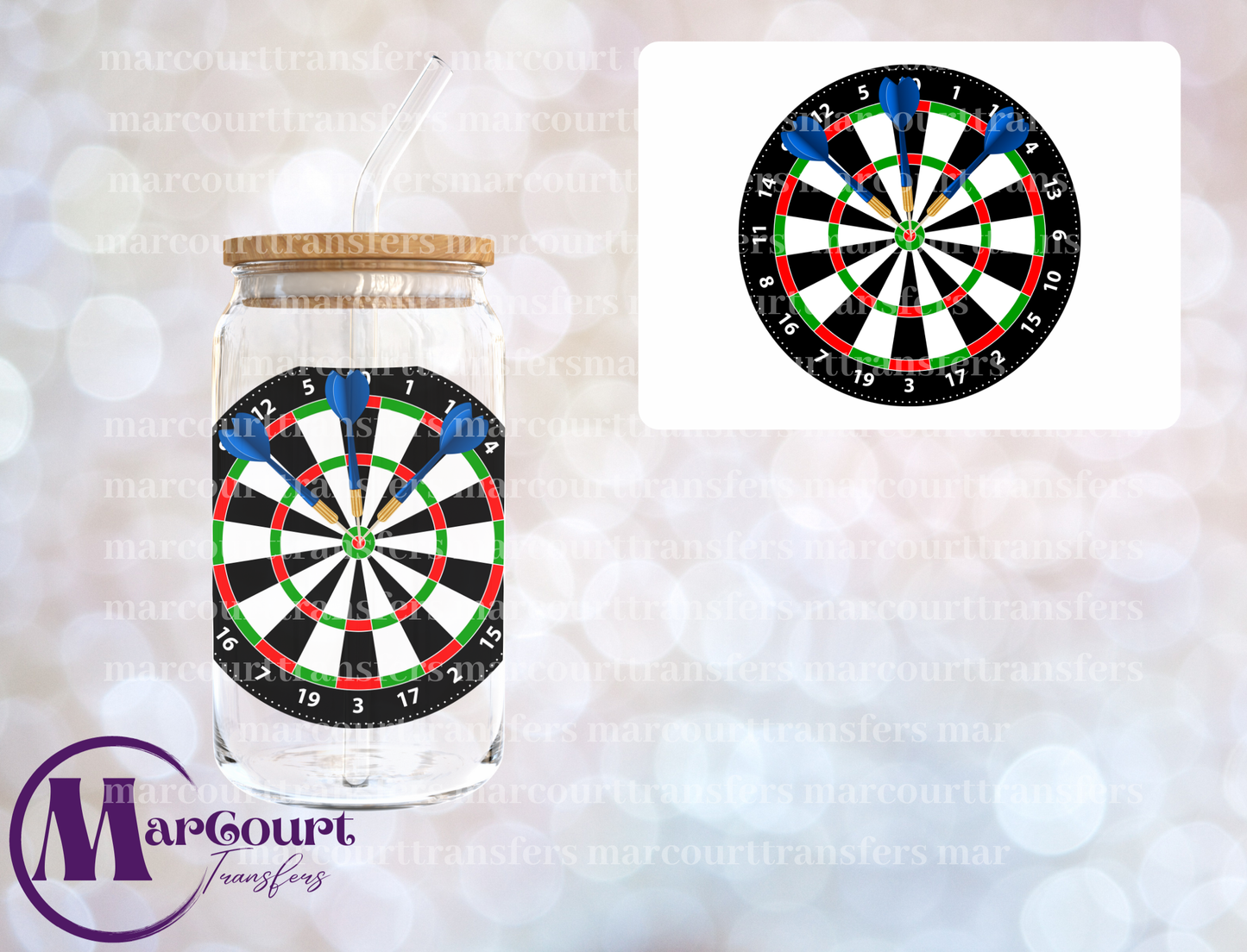 DART BOARD-DECAL-UV DTF CUP WRAP