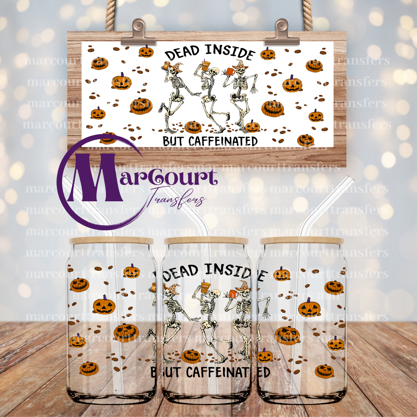 DEAD INSIDE BUT CAFFEINATED HW-16 0Z-UV DTF CUP WRAP