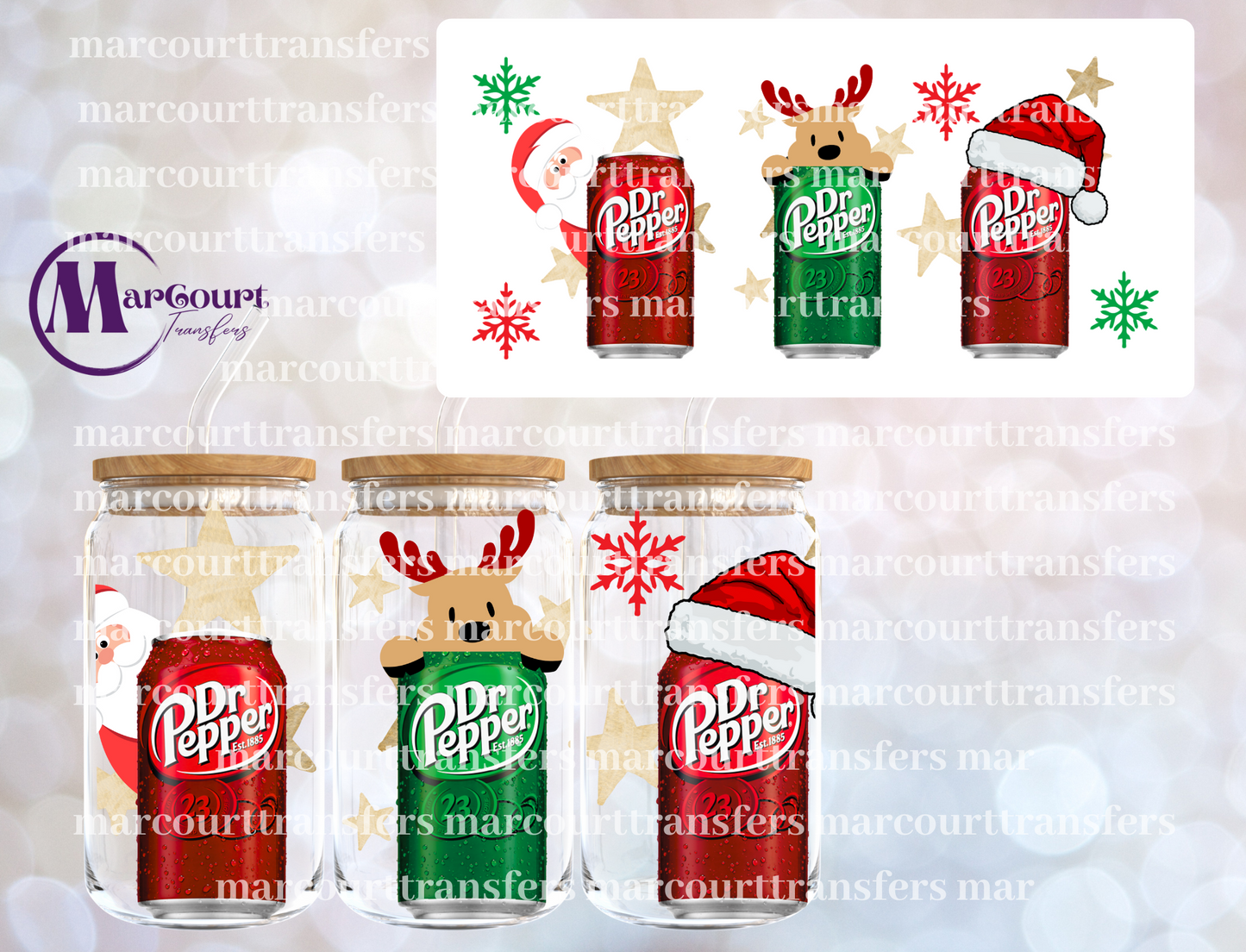 DR PEPPER CHRISTMAS-16 0Z-UV DTF CUP WRAP