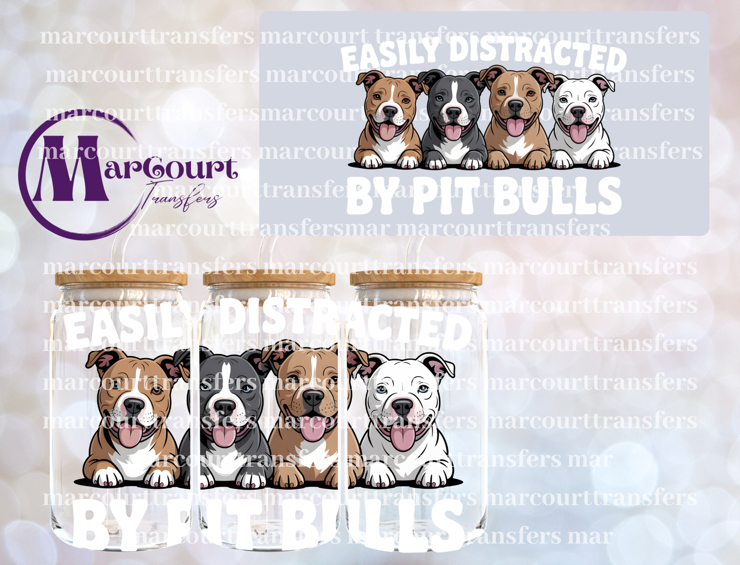 16 OZ-EASILY DISTRACTED BY PIT BULLS (WHITE)