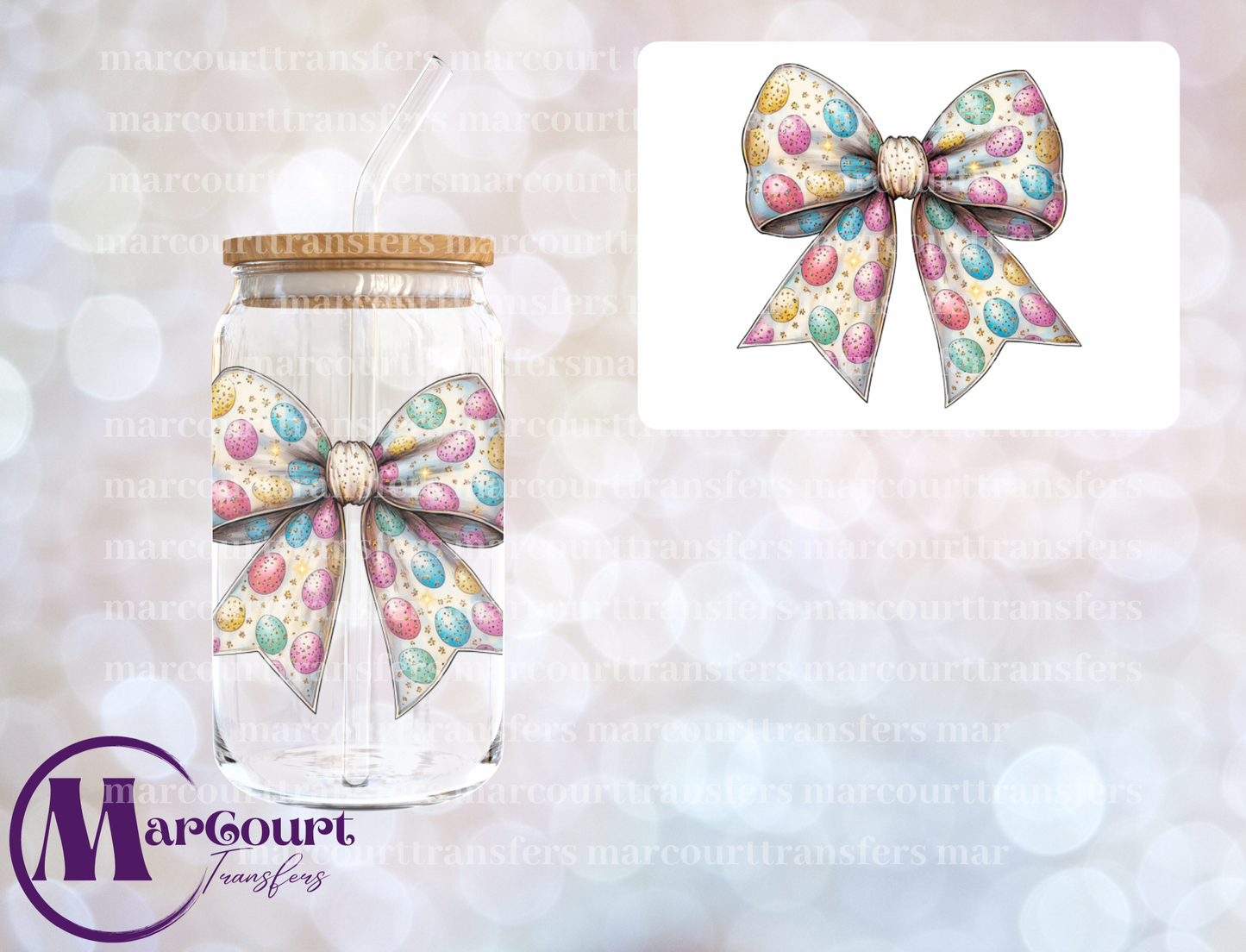 EASTER EGG BOW-DECAL-UV DTF CUP WRAP