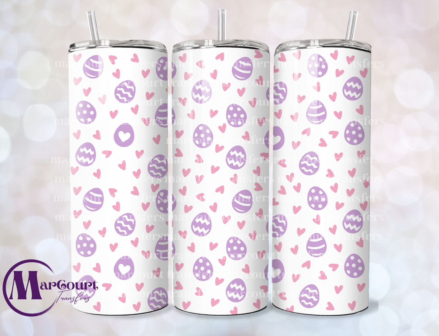 EGGS N HEARTS 2-SKINNY TUMBLER TRANSFER (SUBLIMATION)