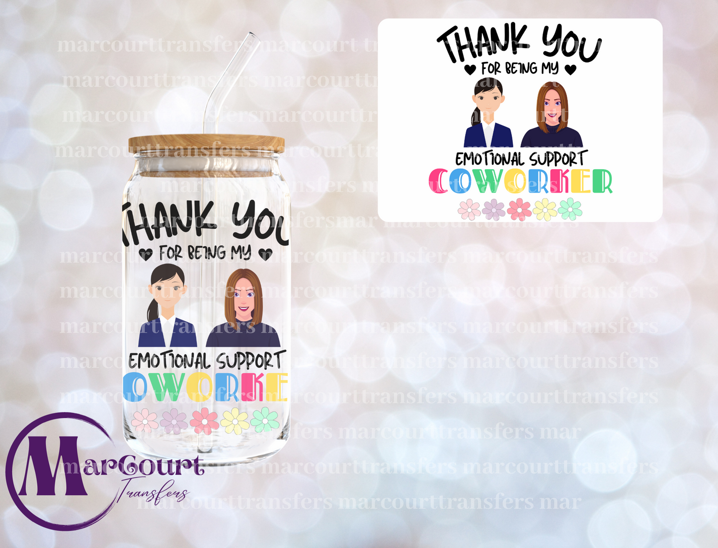EMOTIONAL SUPPORT CO WORKER-DECAL-UV DTF CUP WRAP