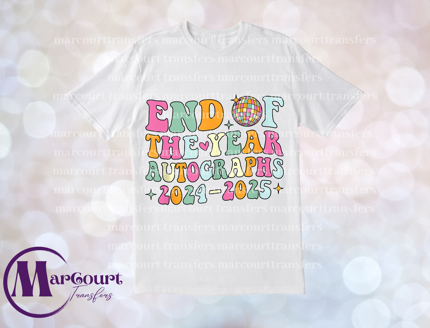 END OF THE YEAR AUTOGRAPHS DISCO BALL-T-SHIRT SUBLIMATION TRANSFER