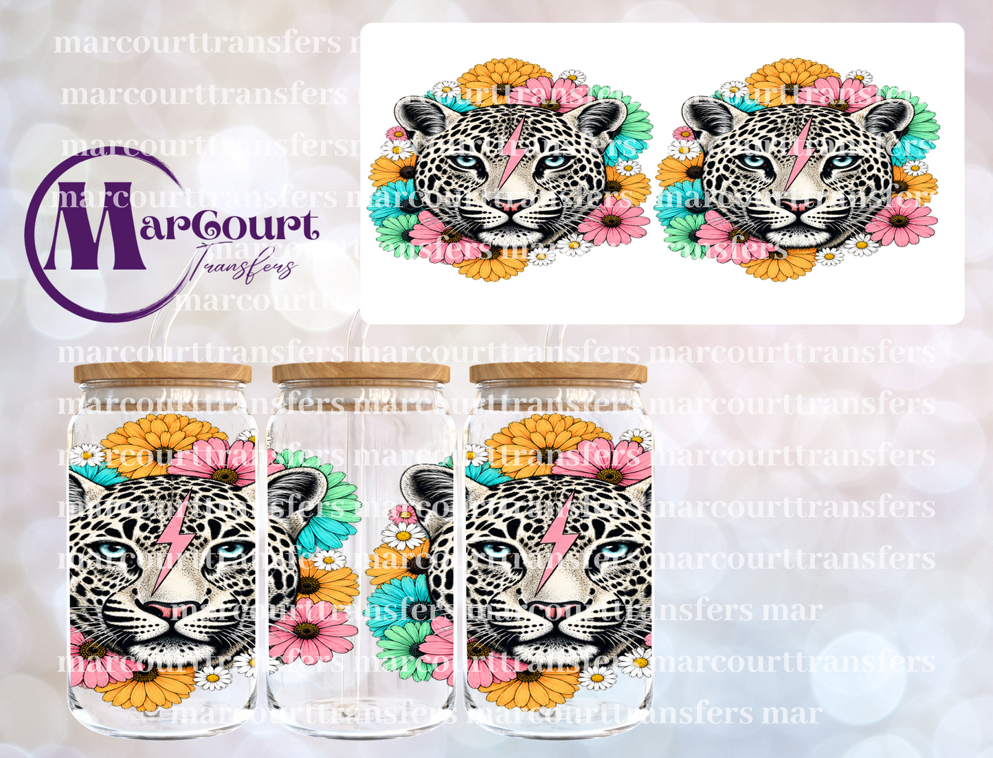 FLORAL LIGHTING LEOPARD-16 0Z-UV DTF CUP WRAP