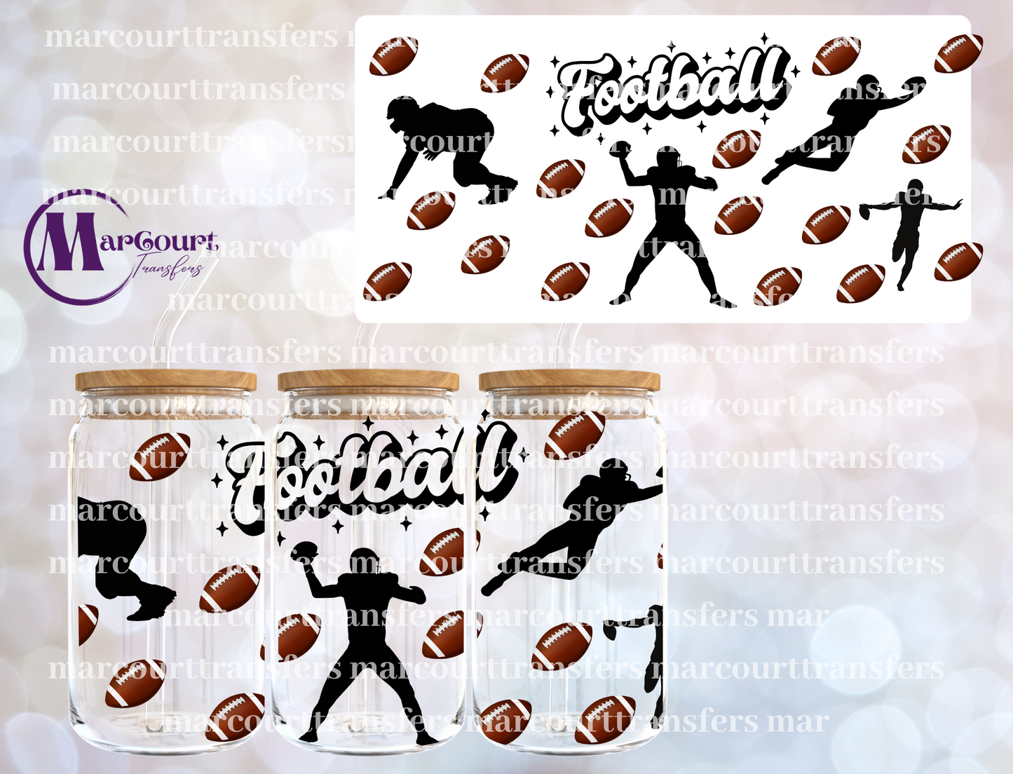 FOOTBALL-16 0Z-UV DTF CUP WRAP