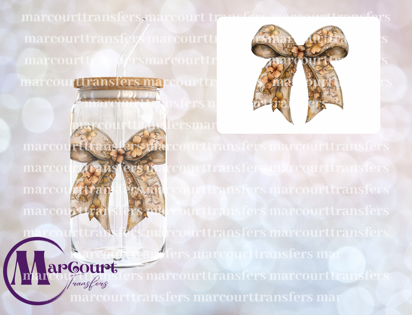 FALL BOW-DECAL-UV DTF CUP WRAP