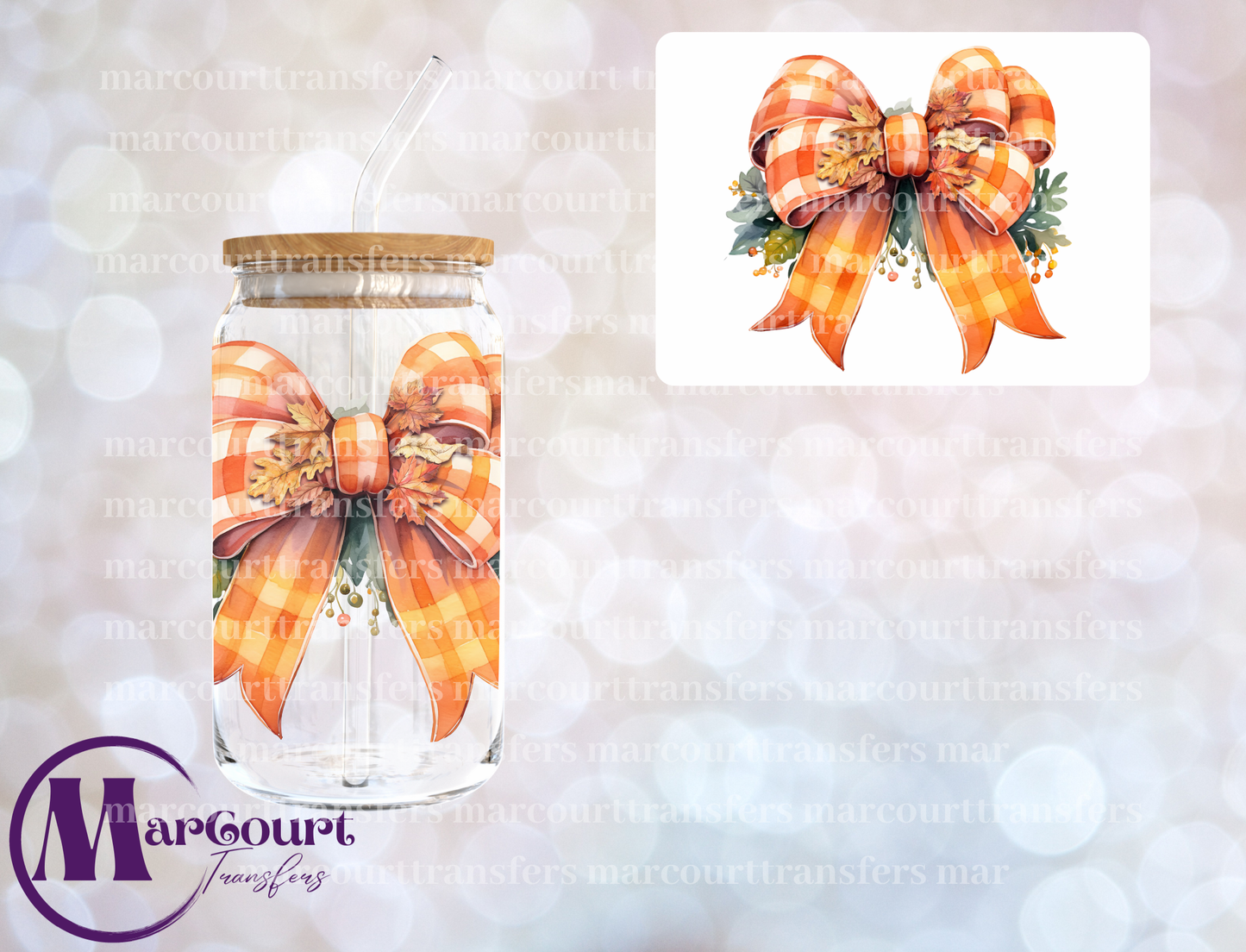 FALL COQUETTE BOW PLAID- DECAL-UV DTF CUP WRAP