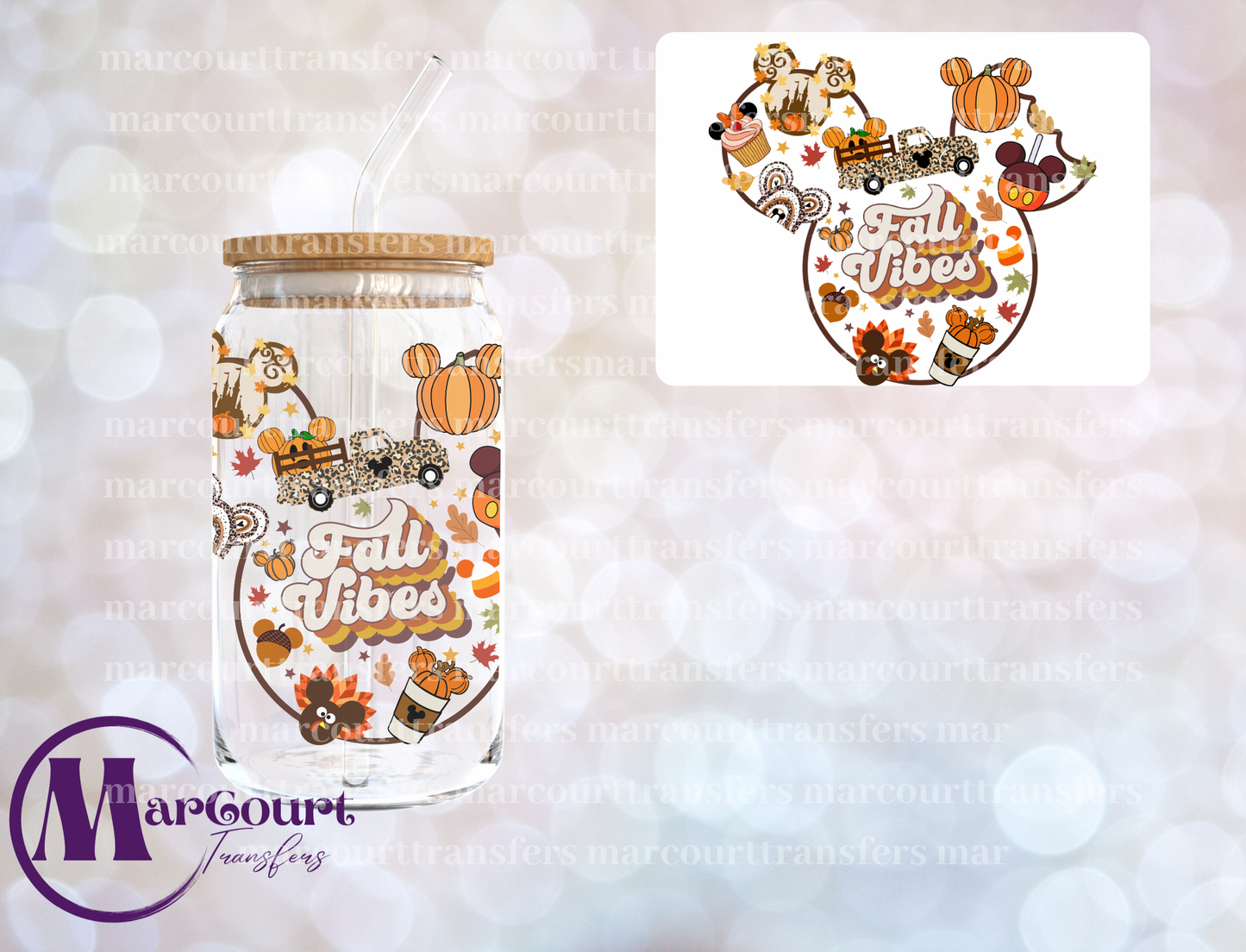 FALL VIBES MICKEY OUTLINE WITH BITE-DECAL-UV DTF CUP WRAP