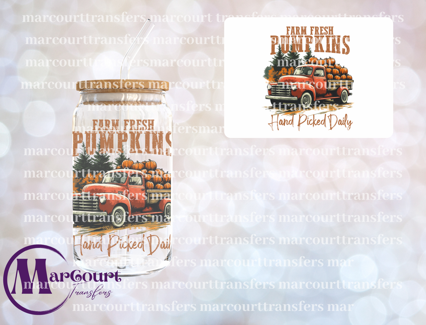 FARM FRESH PUMPKIN TRUCK-DECAL-UV DTF CUP WRAP