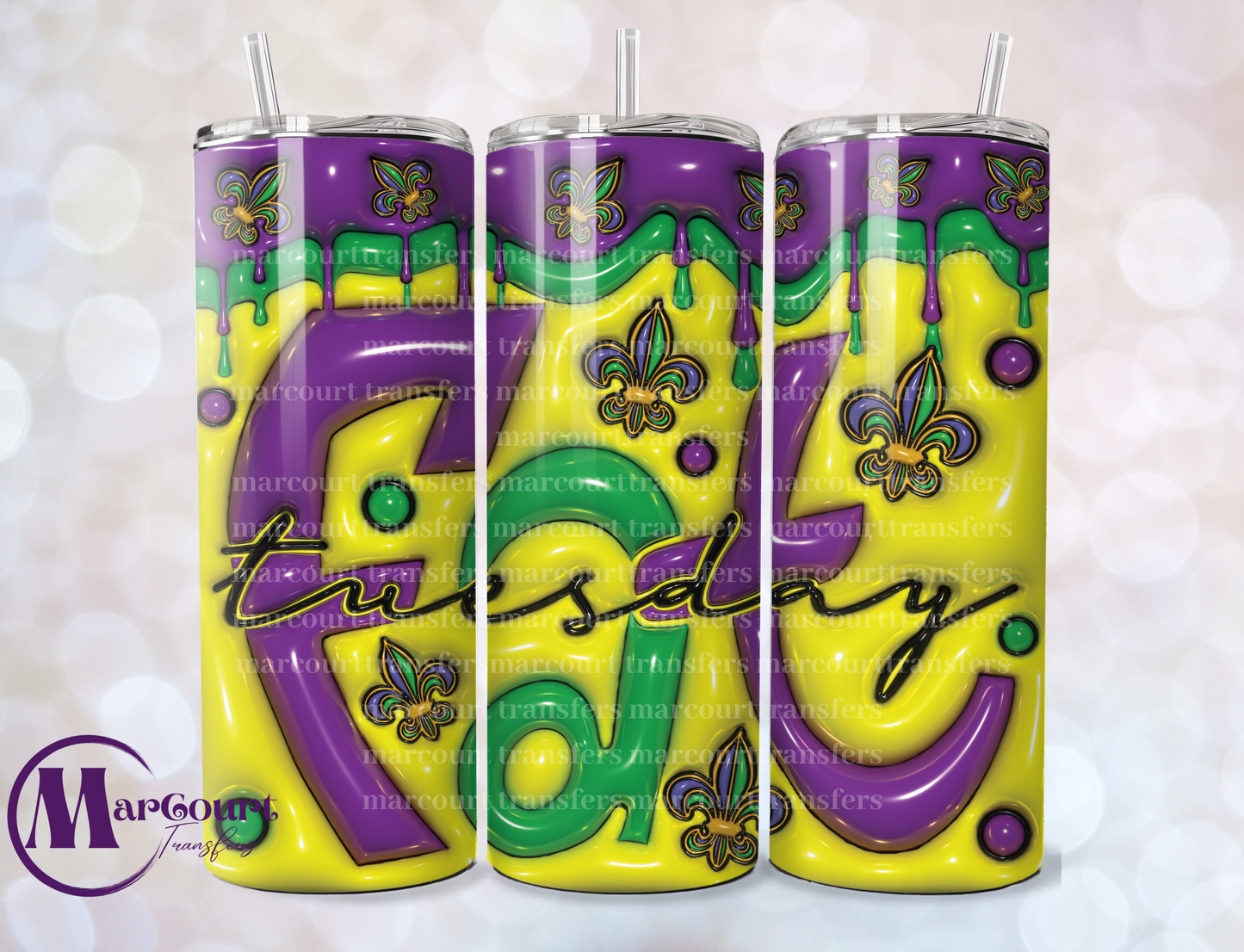 FAT TUESDAY MARDI GRAS-SKINNY TUMBLER TRANSFER (SUBLIMATION)