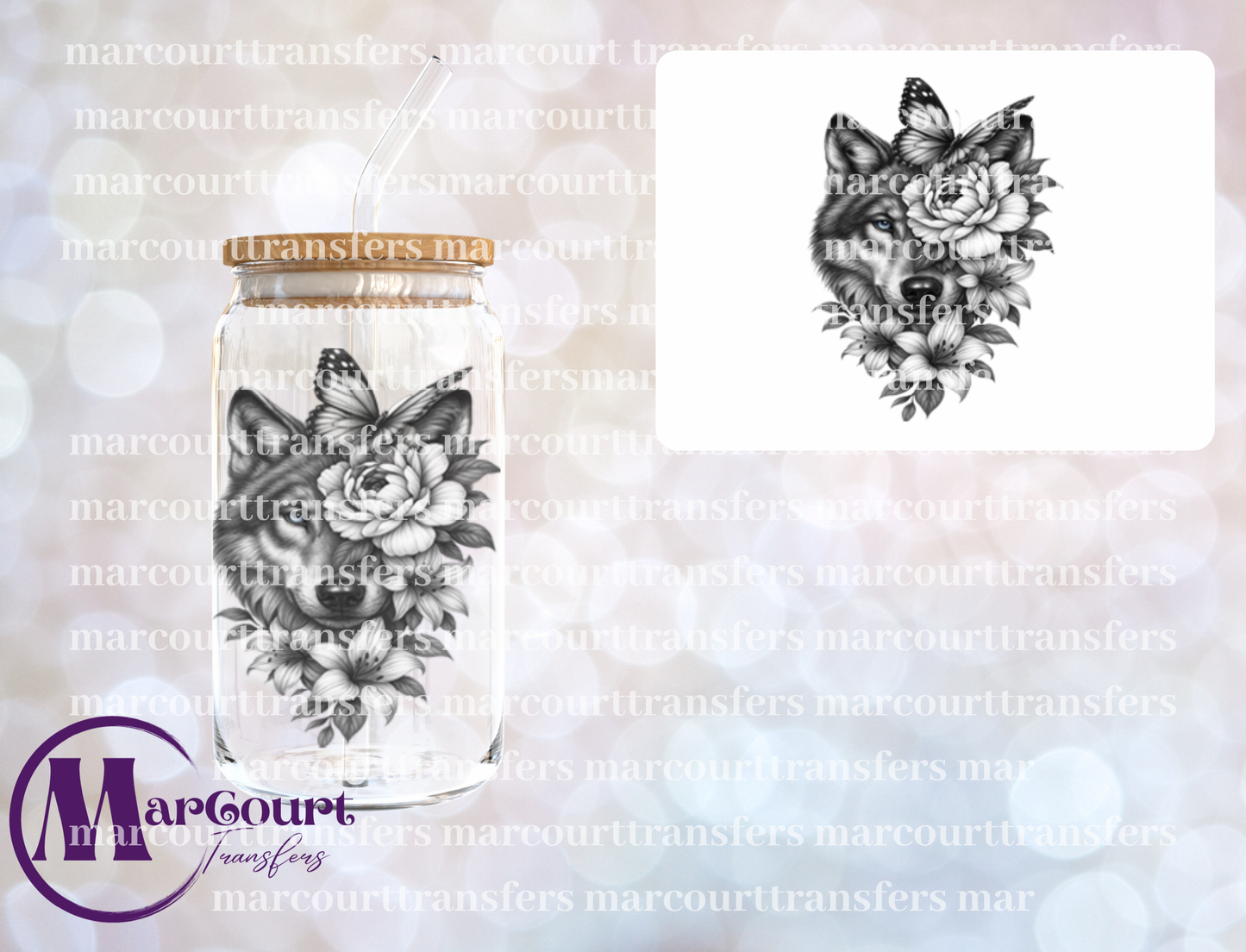 FLORAL WOLF-UV DTF CUP WRAP