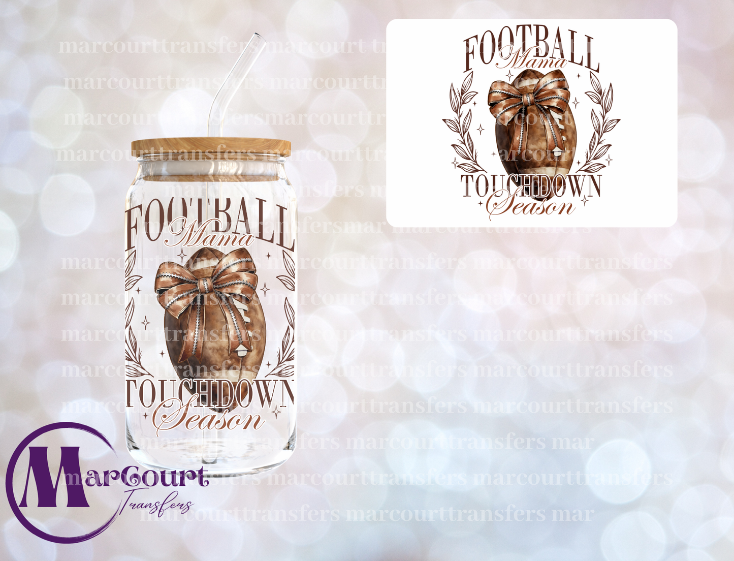 FOOTBALL MAMA TOUCHDOWN SEASON-DECAL-UV DTF CUP WRAP