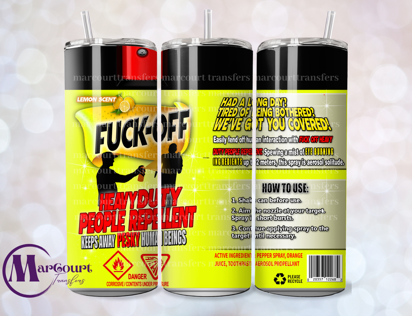 F*CK OFF BUG REPELLENT-SKINNY TUMBLER TRANSFER